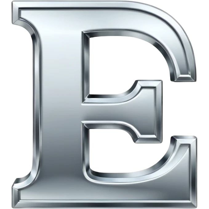 A metallic letter E fancy faunt emoji