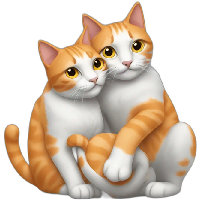 Orange and grey cats entangled emoji