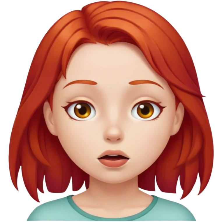 girl with red hair portrait and closed mouth emoji