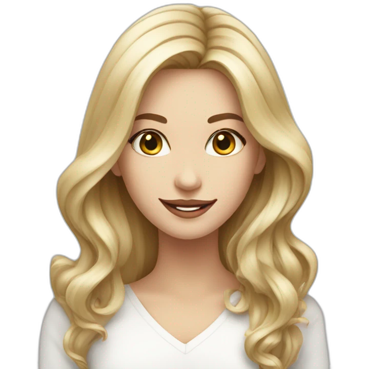 White women, long blonde balayage hair, sinister smile emoji