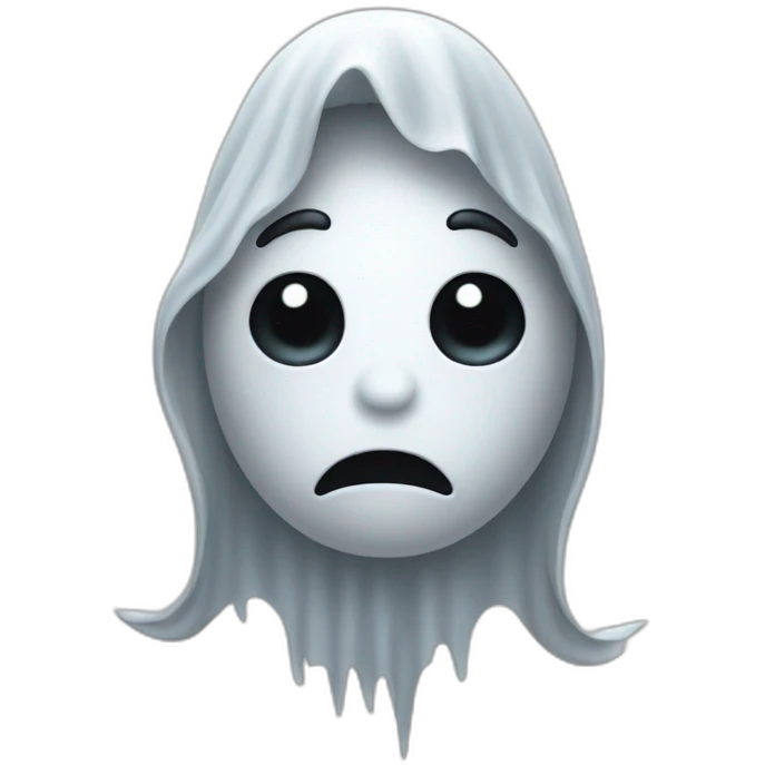 Ghost with long hair head twisted backwards emoji