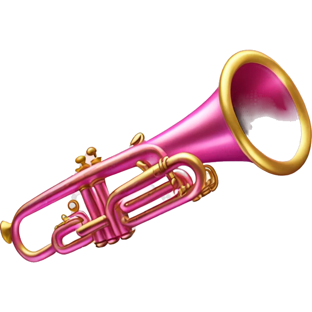Pink glittery trumpet tooting emoji