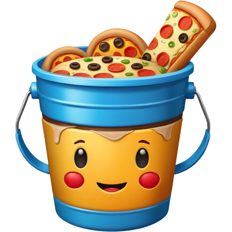 ganarate a emogi a bucket of food with pizza buerger coffee emoji