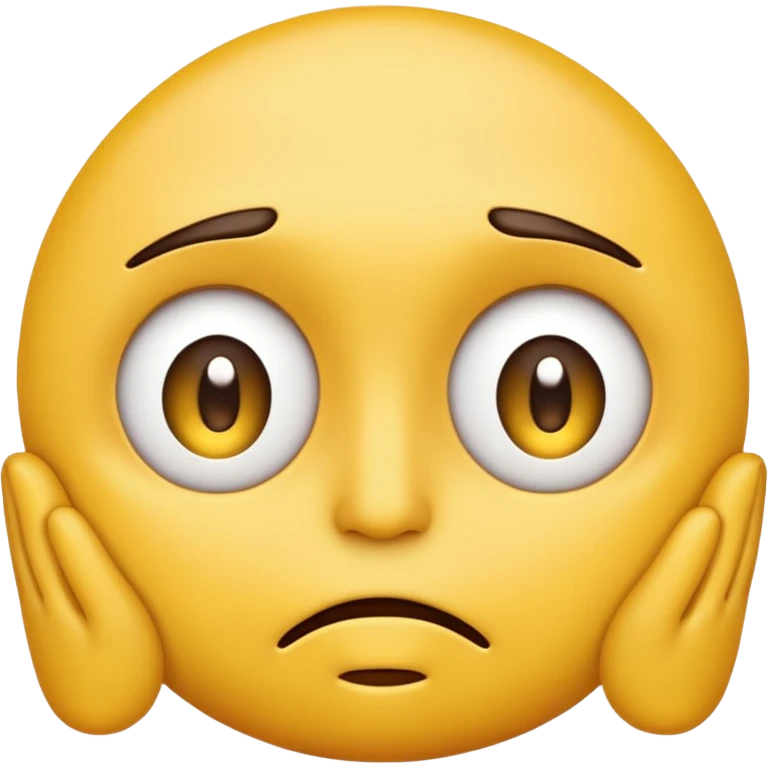 Baffled yellow emoji face, eyes open, one eyebrow raised emoji