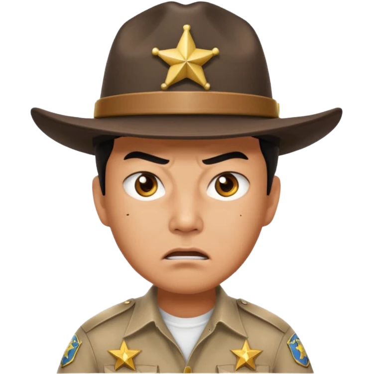 Angry eyes Asian man with Sherriff  hat emoji