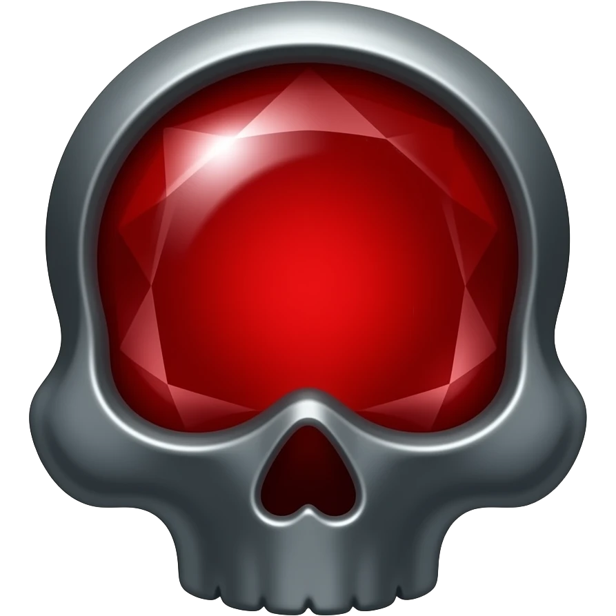 A high-contrast red health gem set within a skull-badge interface emoji