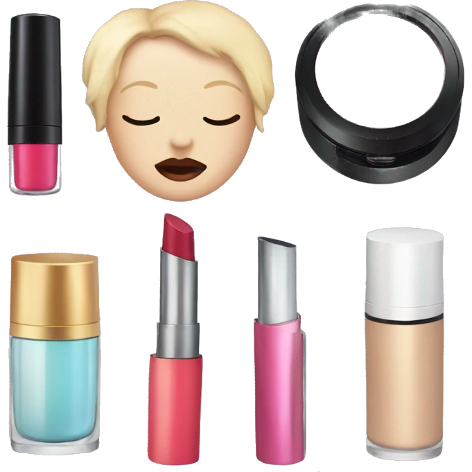 Makeup compact and lipstick emoji