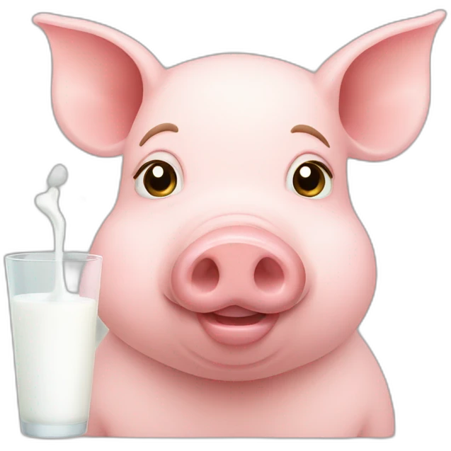 Pig drinking milk emoji