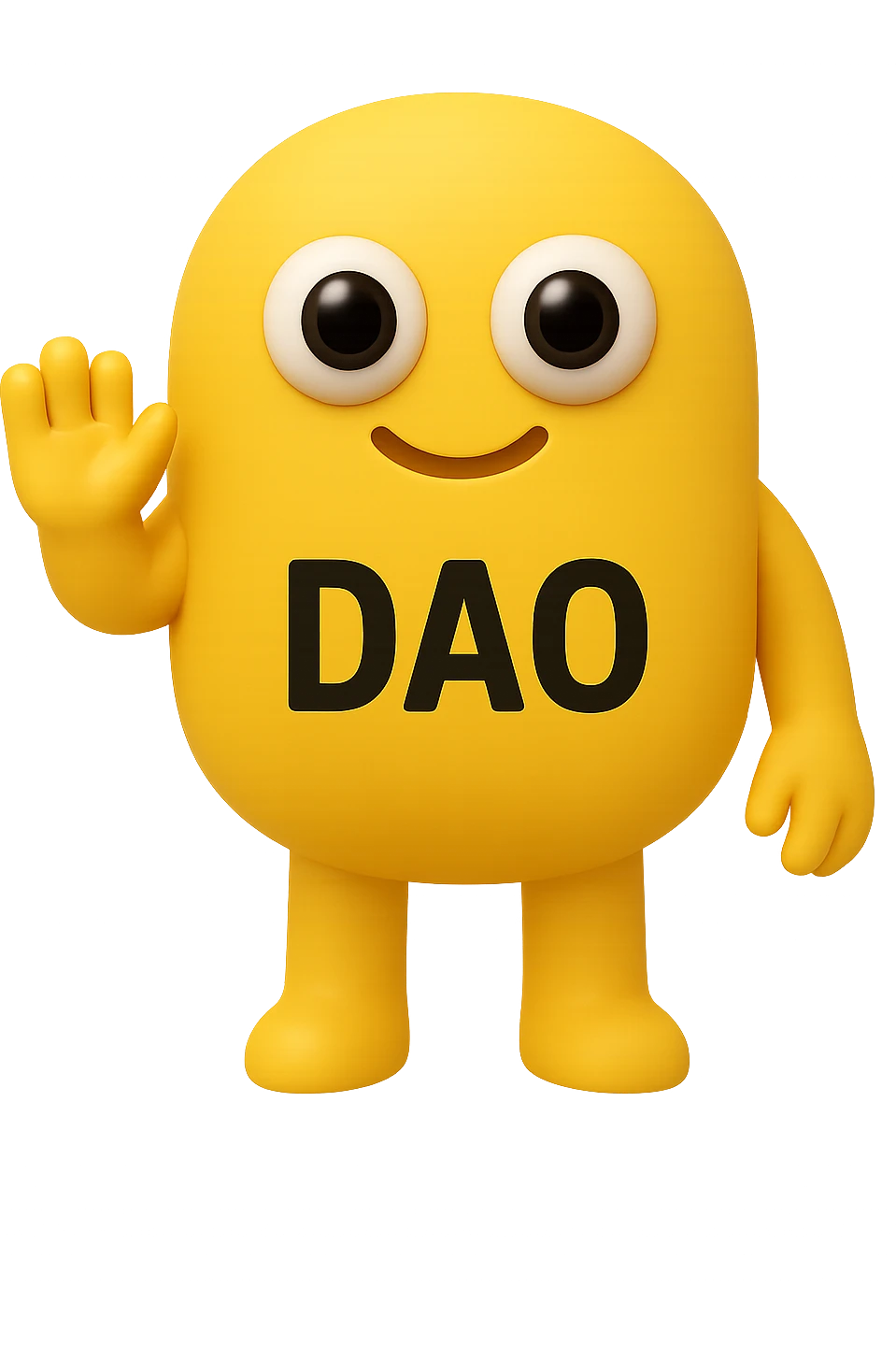 FALLO IDENTICO MA CON LA SCRITTA DAO IN ITALIANO SUL CORPO. emoji con enzima umano con occhi 3d con la scritta "DAO" SUL CORPO IN ITALIANO emoji