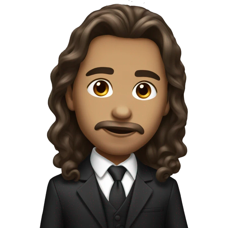 Russian brown long hair with big lips small nose in a black suit emoji