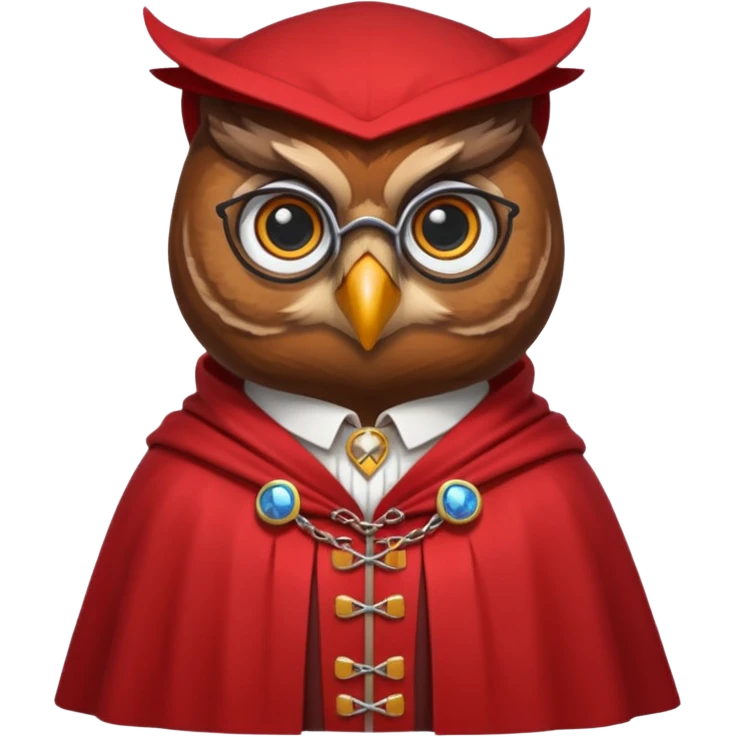 owl professor in red collar cloak emoji