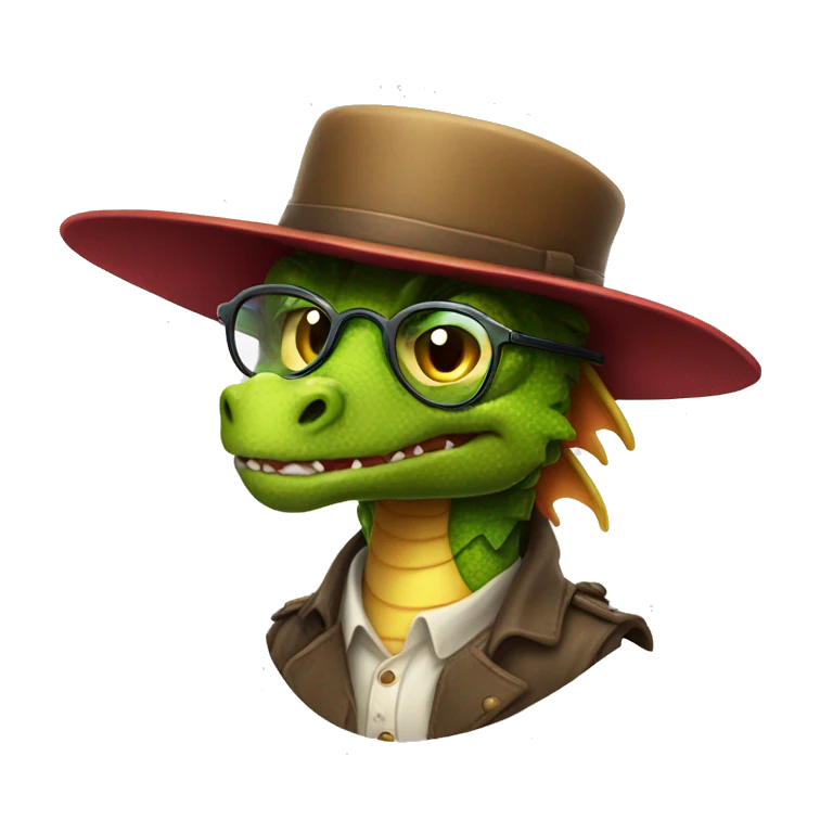 dragon avec chapeau et lunette emoji