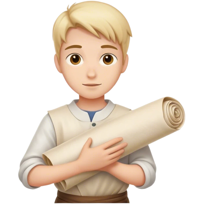 young apprentice with large rolled up sheets of parchment emoji