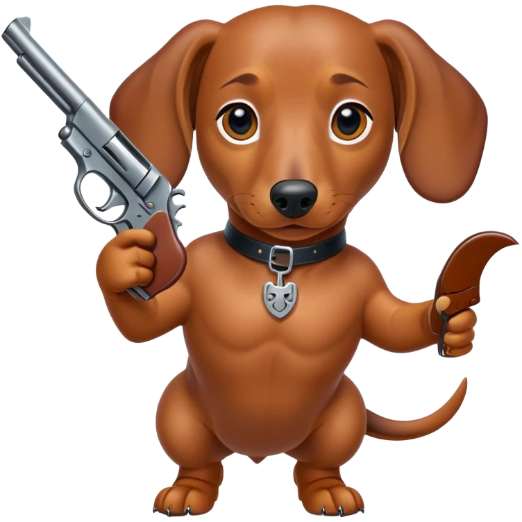 perro salchicha con dos pistolas emoji