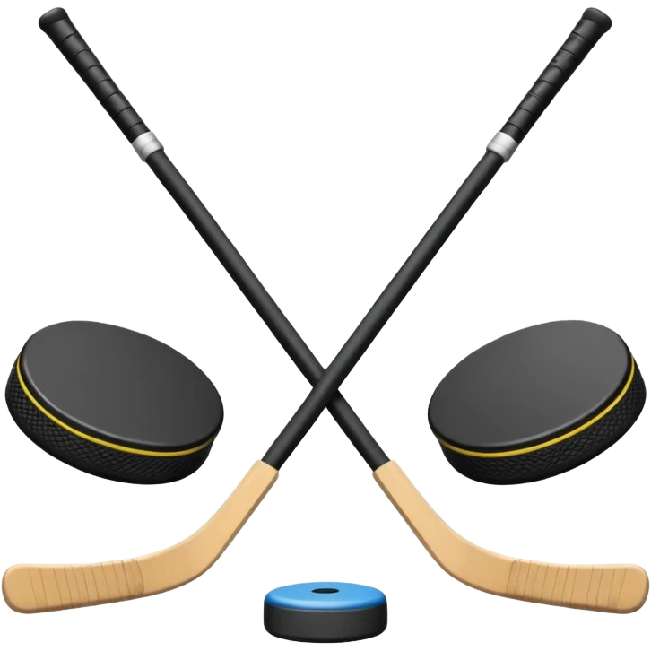 two hockey sticks crossing and a puck like two of this emoji crossing: 🏒  emoji