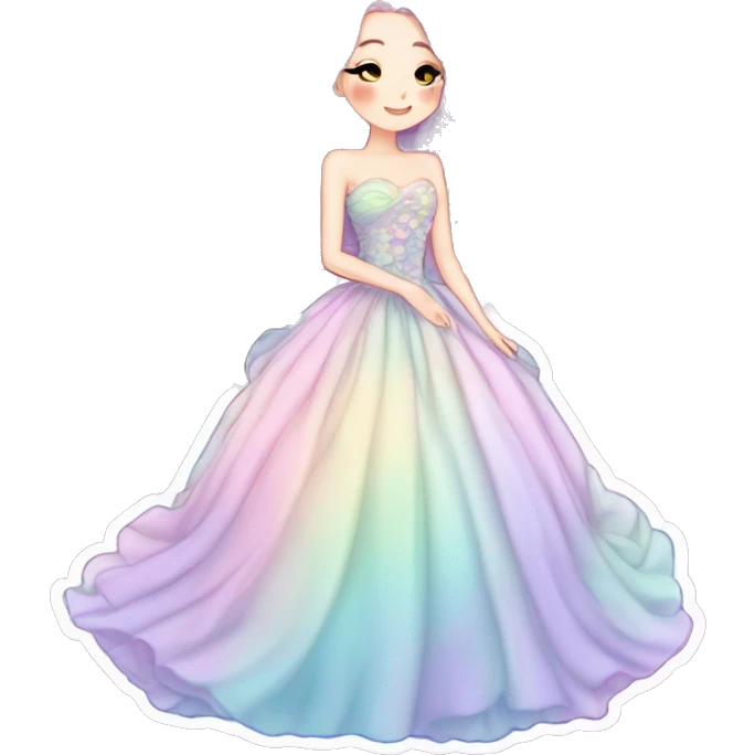 gorgeous pretty attractive lady beautiful pastel-gradient hair with gorgeous dress fairycore cottagecore pastelcore detailed high quality trending VOGUE aesthetic full body sticker emoji
