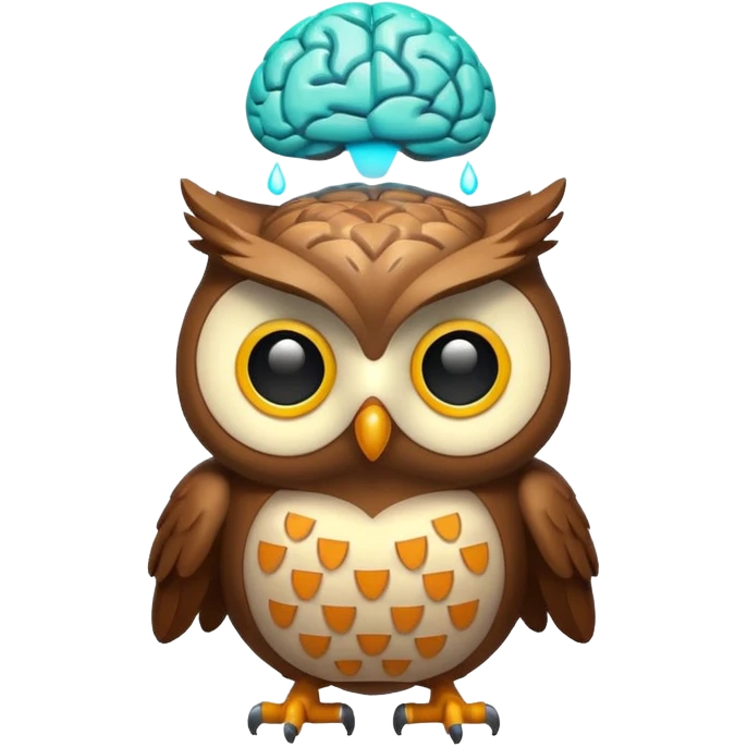 owl with glowing brain idea moment emoji