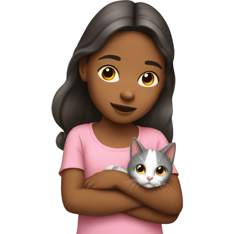 Niña con un gato emoji