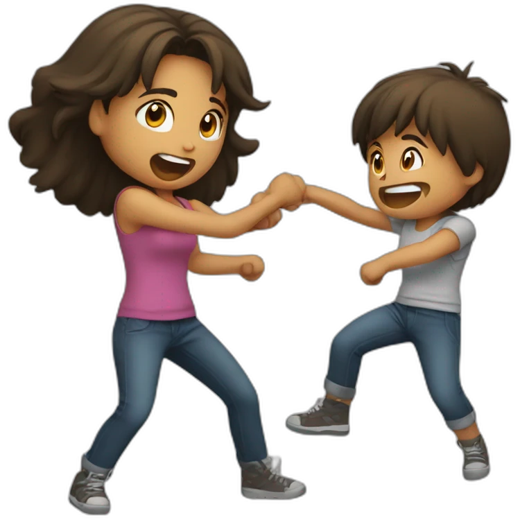 girl fight with boy emoji