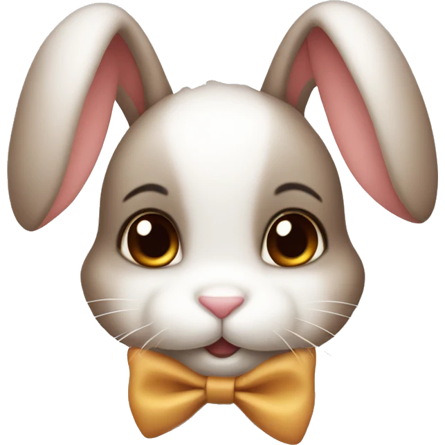 cute bunny brown eyes and bow on ear emoji