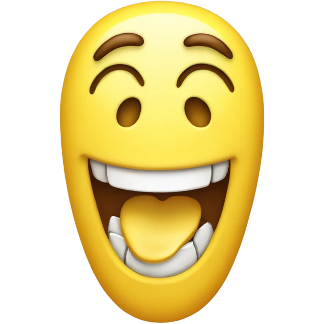 happy emoji with a yellow bone halfway out their mouth emoji