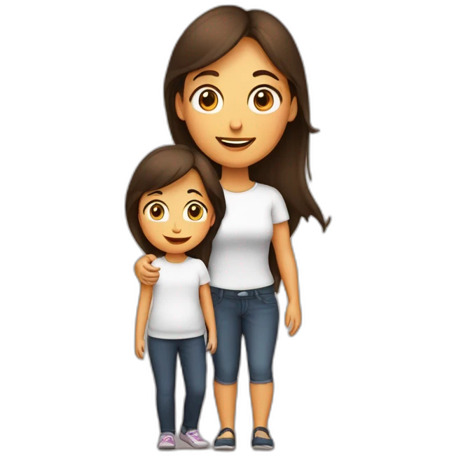 maman brune avec sa fille emoji