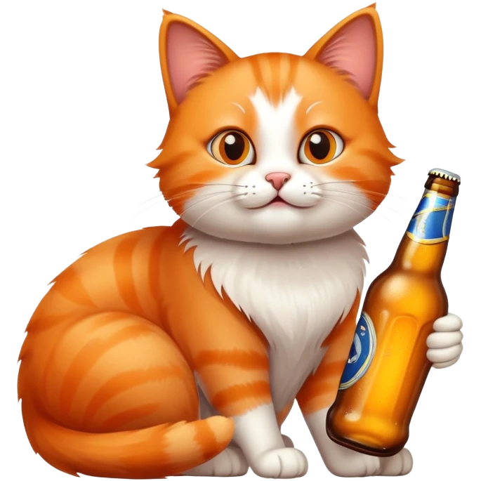 cat with a bottle of beer emoji