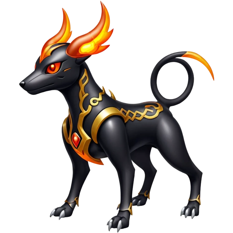 Shiny Gothic Exotic Futuristic Houndoom-Genesect-Pokémon-Fakémon-hybrid-creature emoji