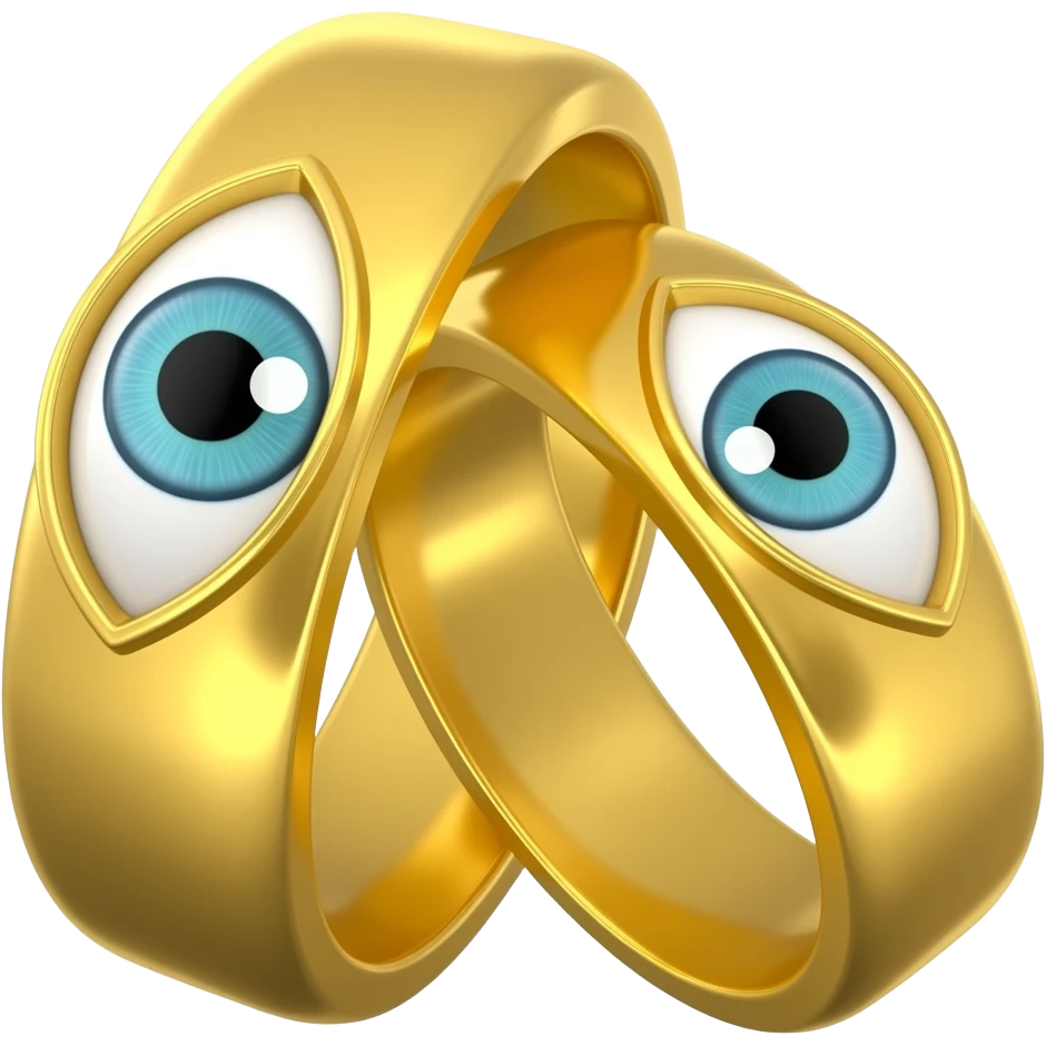 two gold rings over lapping with eyes on them emoji
