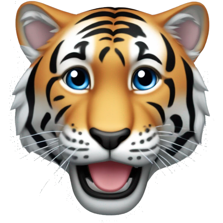 Quiero que me hagas un emoji de un tigre que sea azul con rayas y que aparezca saltando hacia la derecha emoji