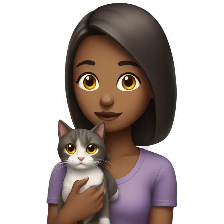 girl with cat  emoji