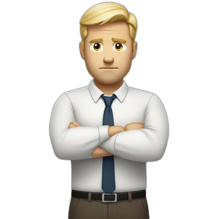 White Man HR-manager crossed arms angry emoji