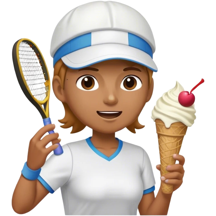 Someone eating ice cream while playing tennis emoji