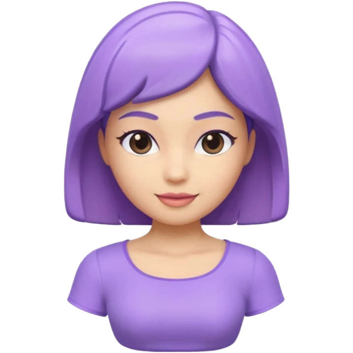 A 3D cartoon lavender-purple women’s top, smooth rounded neckline, simple design, glossy surface, plain background, Memoji-style. emoji