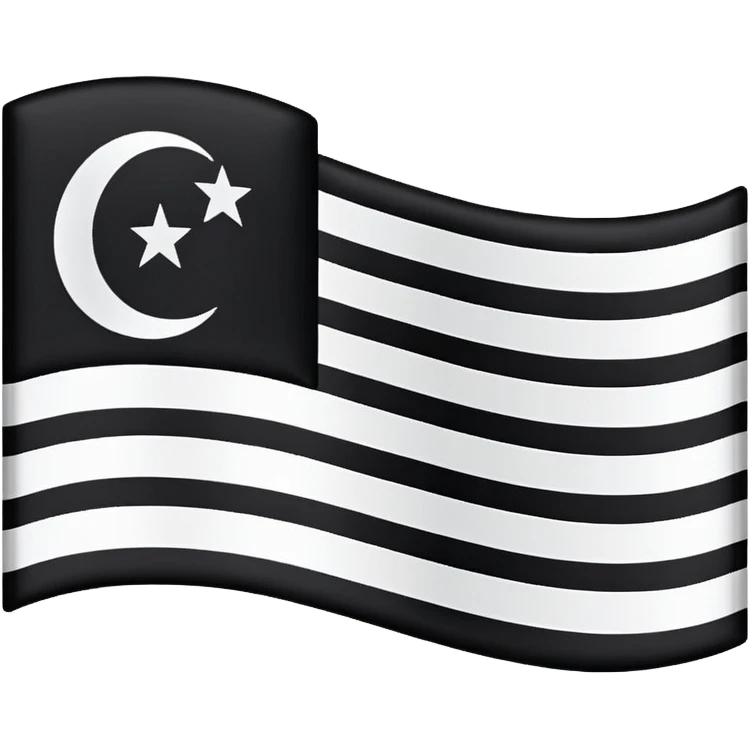 A simple flag with three black horizontal lines and three white horizontal lines, no stars emoji