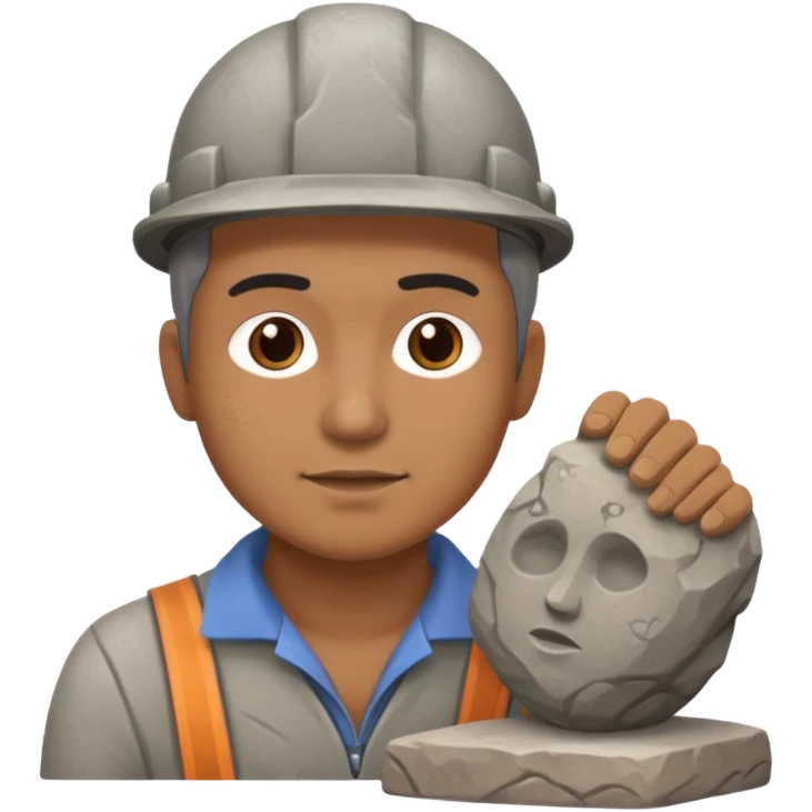 a sculptor during sculpting rock emoji