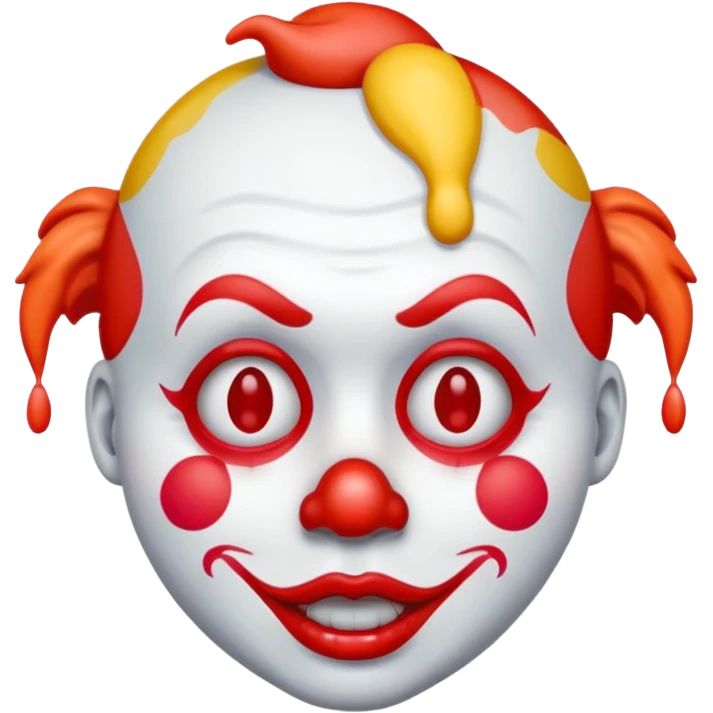 melting clown face emoji combining melting face and clown emoji, colorful clown makeup, red nose, exaggerated features, modern emoji style emoji