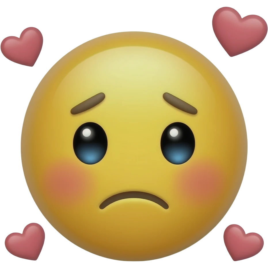 Confounded face with blush and hearts yellow round face emoji