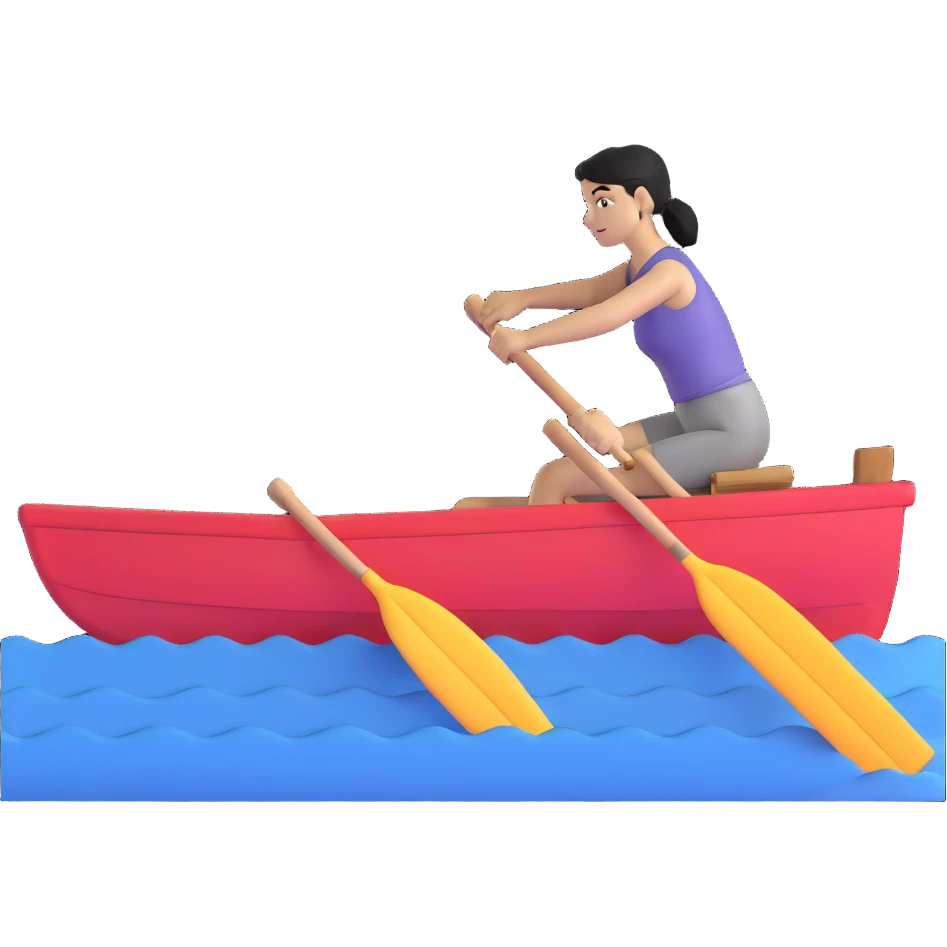 woman rowing a pink boat emoji