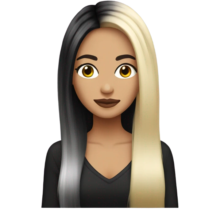 split dye half blonde half black hair on a lady emoji