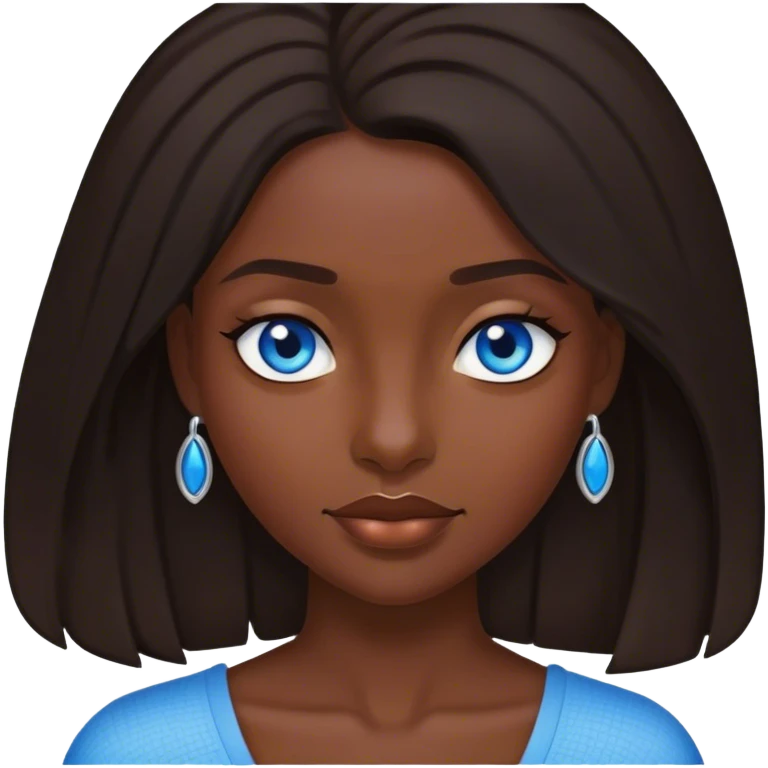 Dark Brunette with blue eyes and shoulder lenght hair iphone style emoji