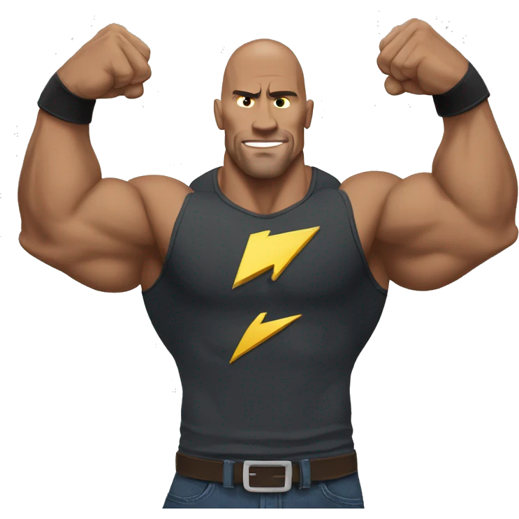 the rock double biceps holding lightning bolts emoji