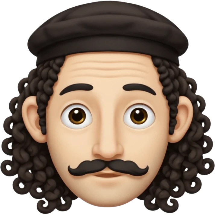 jewish jew man's face, wearing a tiny black kippah and 2 curly long hair strands near the ears, big nose, only face, no body, no mustache emoji