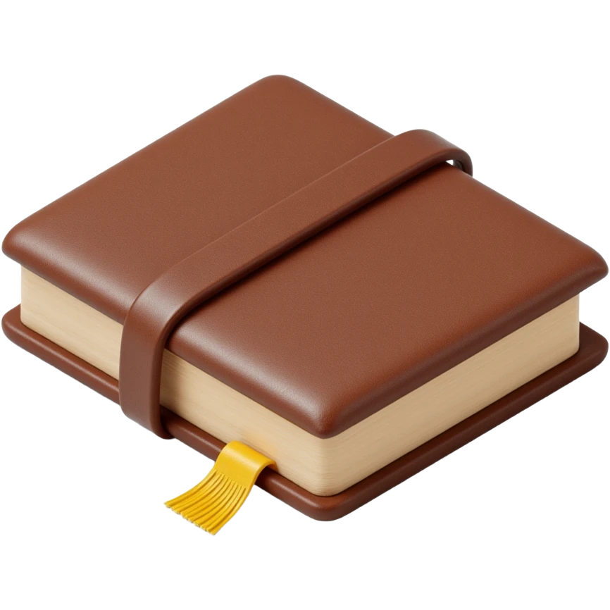 leather-bound notebook icon, skeuomorphism style emoji
