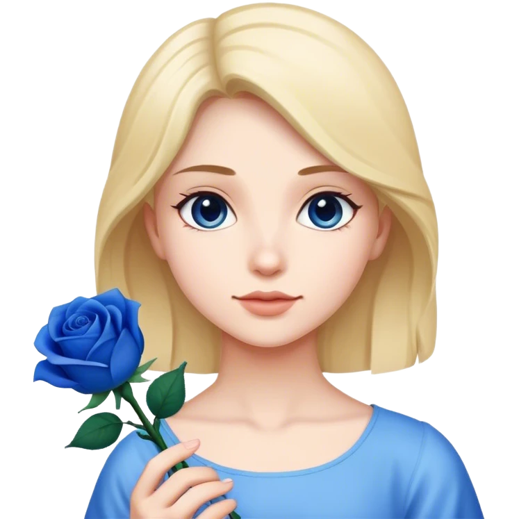 A girl with blue rose emoji