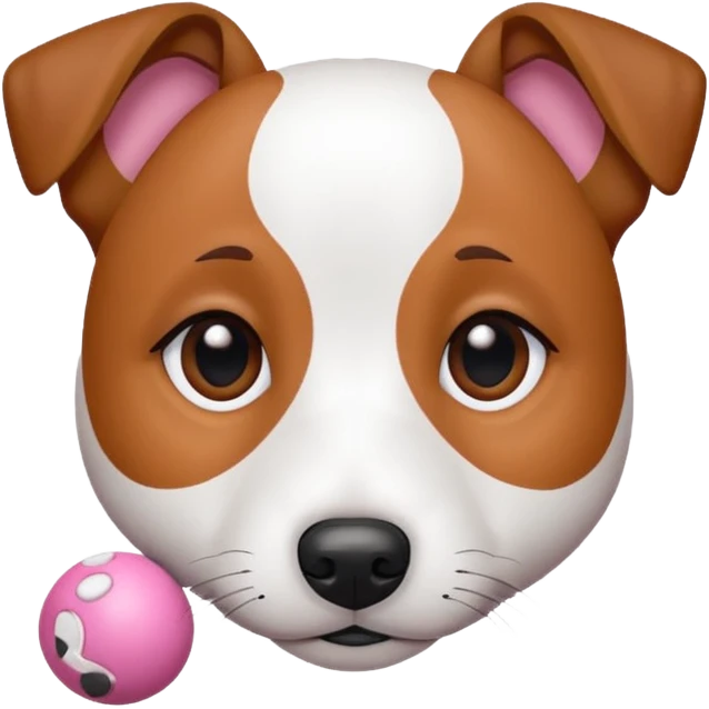 Chien jack Russel blanc avec deux tache marron sur ses yeux île dort en boule  emoji