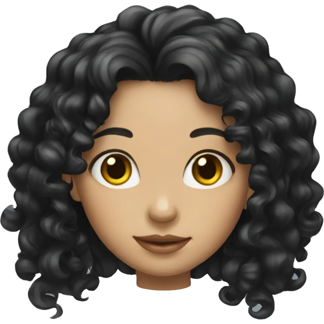 Girl with long black curly hair emoji