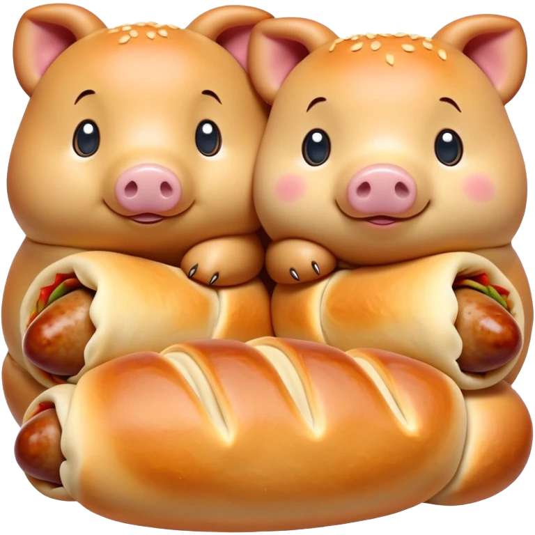 cute little sausage wrapped in dough as pigs in a blanket emoji