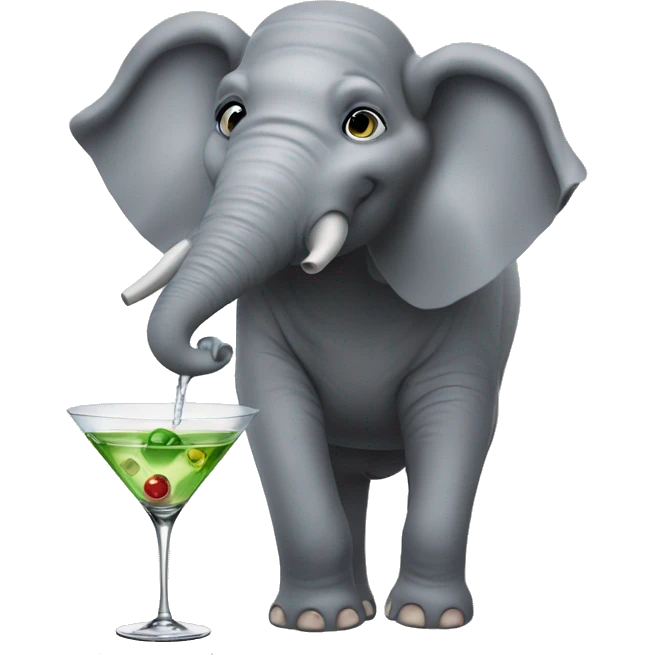 martini with an elephant in it emoji