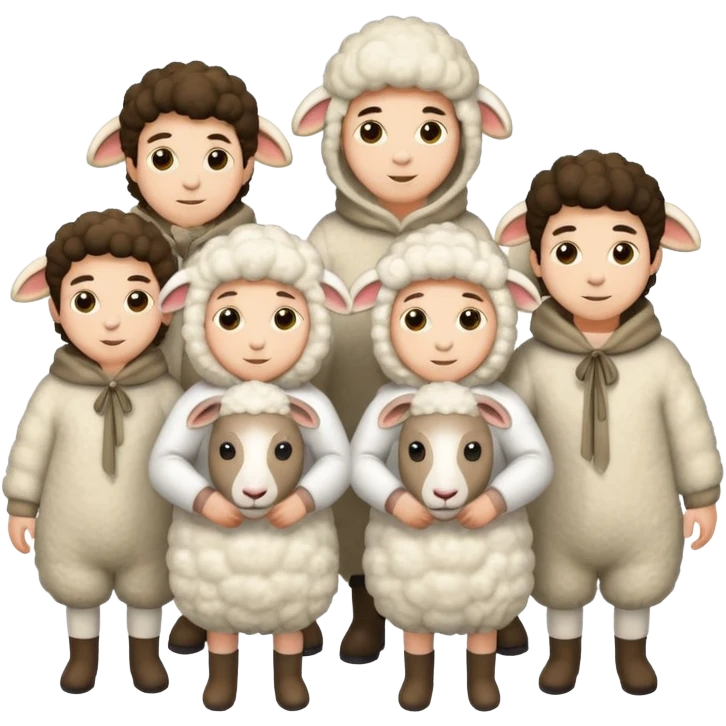 Quero 5 pessoas vestidas de ovelhas emoji
